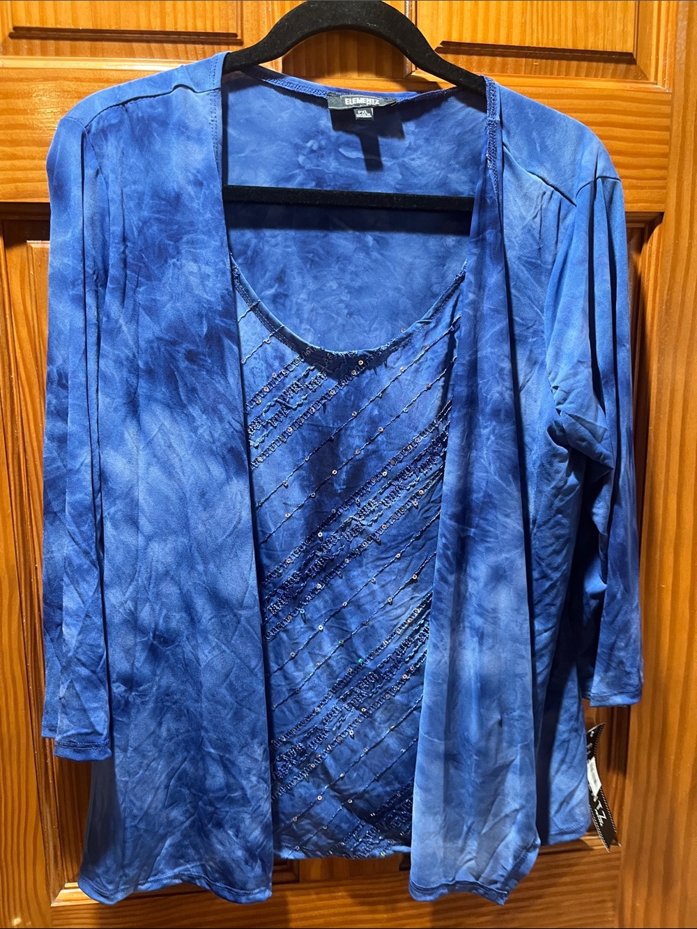 Elementz Royal Blue Beaded Layered Tunic Set